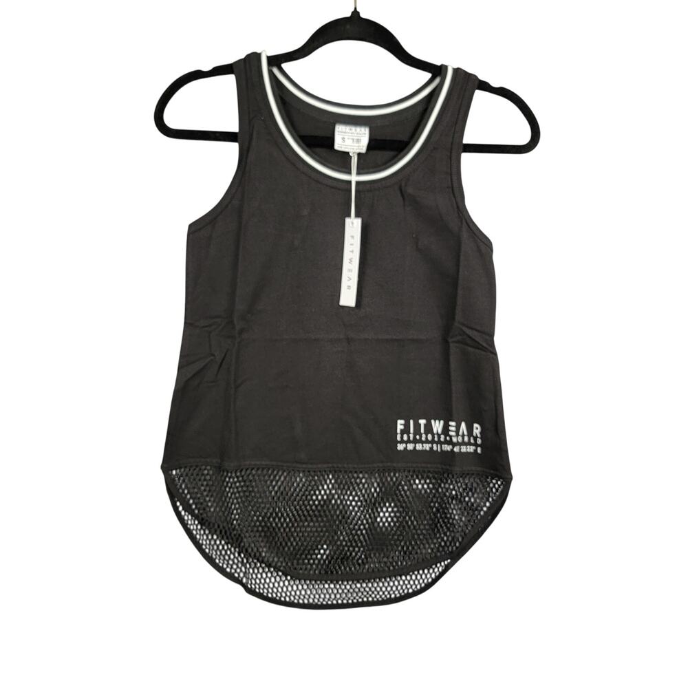 Fitwear Mesh Scoop Singlet Womens Small US 4 Black Tank Top NWT